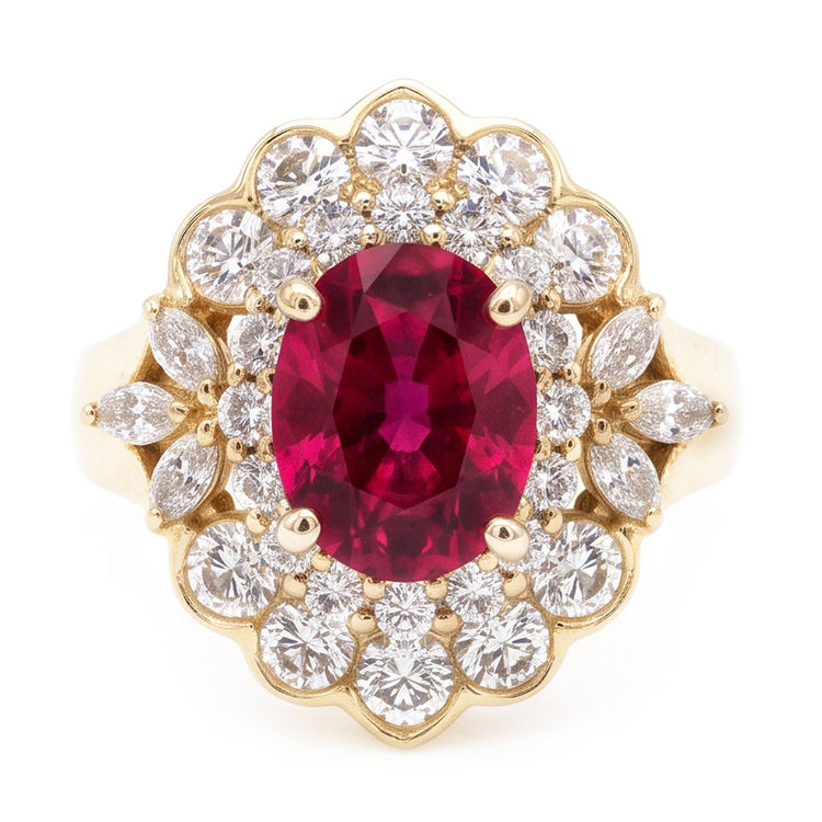 Bague Tourmaline Rouge 6.75 Carats Et Diamants Naturels Extraits des Mines ( et non cultivés en laboratoire ) Blancs Or Blanc 14K