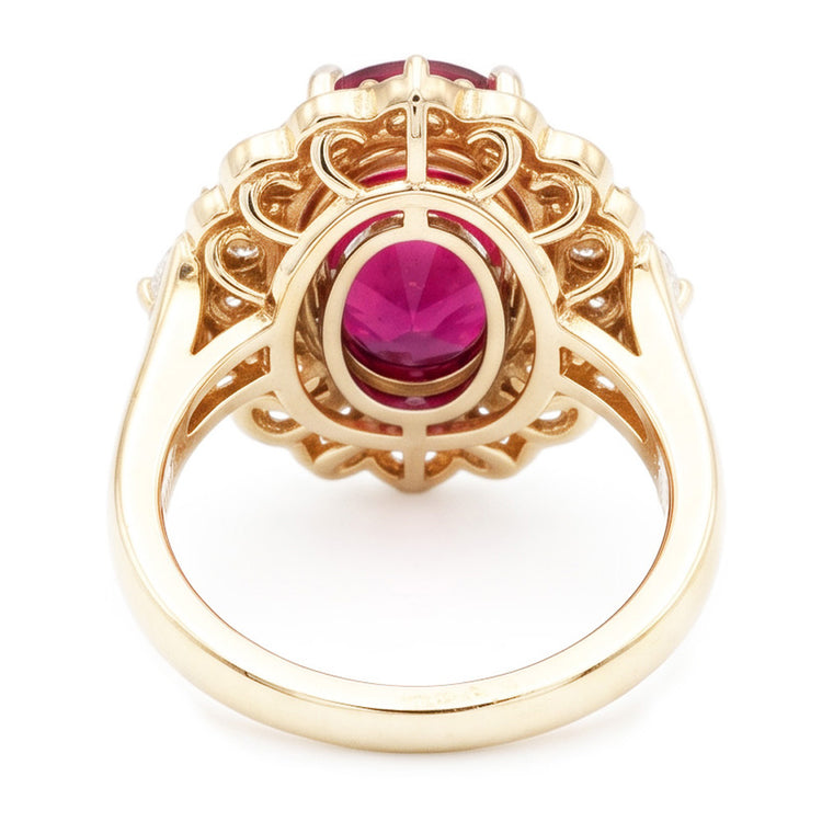 Bague Tourmaline Rouge 6.75 Carats Et Diamants Naturels Extraits des Mines ( et non cultivés en laboratoire ) Blancs Or Blanc 14K