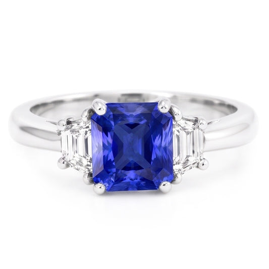 Bague Trapèze Diamant 3 Pierres Radiant Forme Bijou 2.50 Carats
