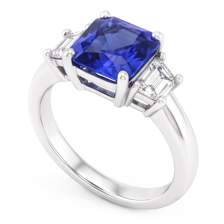 Bague Trapèze Diamant 3 Pierres Radiant Forme Bijou 2.50 Carats
