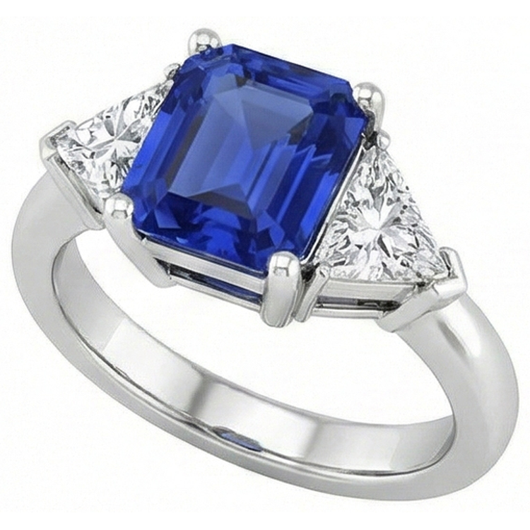 Bague Trilliant Diamond Sapphire Asscher Cut