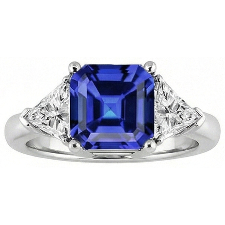 Bague Trilliant Diamond Sapphire Asscher Cut