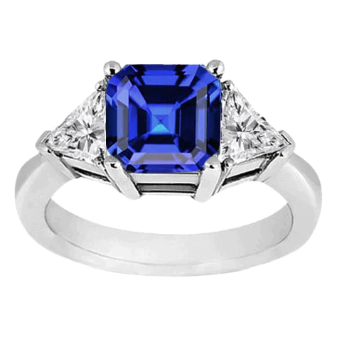 Bague Trilliant Diamond Sapphire Asscher Cut