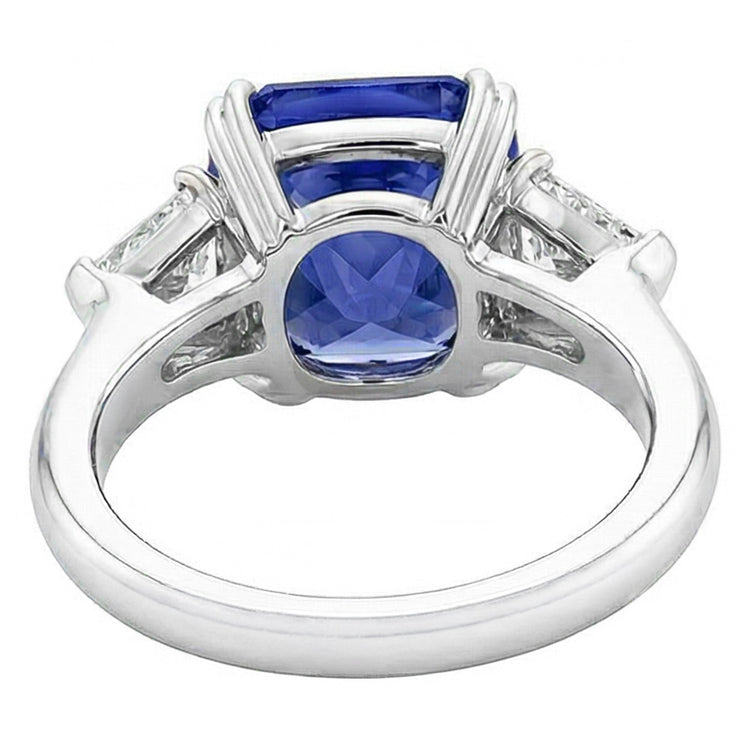 Bague Trillion Diamant 3 Pierres 2.50 Carats Double Griffe Saphir Ceylan