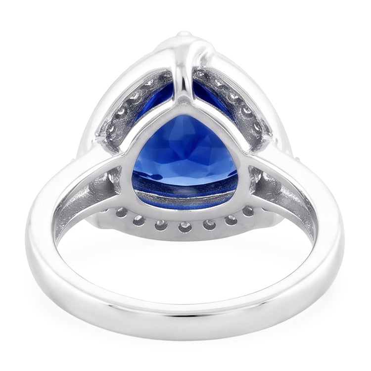 Bague Trillion Halo Ceylan Saphir Bijoux Or Blanc 3 carats