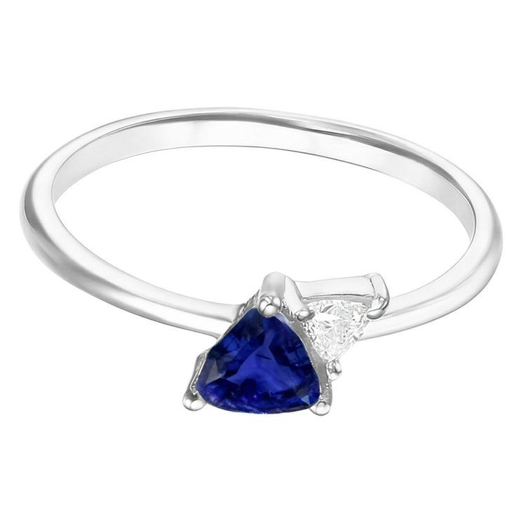 Bague Trillion Saphir & Diamant 1.25 Carats Bijoux Femme