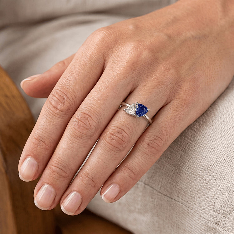 Bague Trillion Saphir & Diamant 1.25 Carats Bijoux Femme