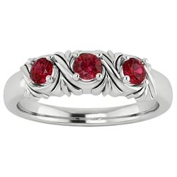 Bague Trois Pierres 0.60 Carats Style Antique Rubis Bijoux Femme