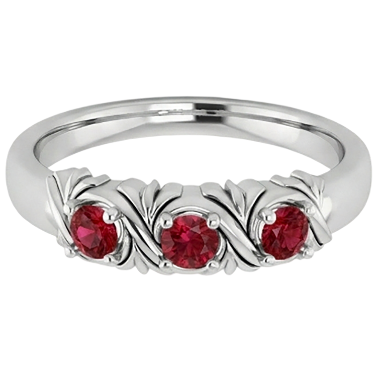 Bague Trois Pierres 0.60 Carats Style Antique Rubis Bijoux Femme