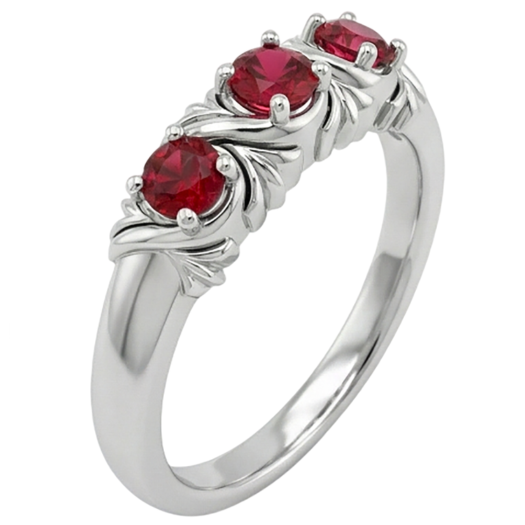 Bague Trois Pierres 0.60 Carats Style Antique Rubis Bijoux Femme