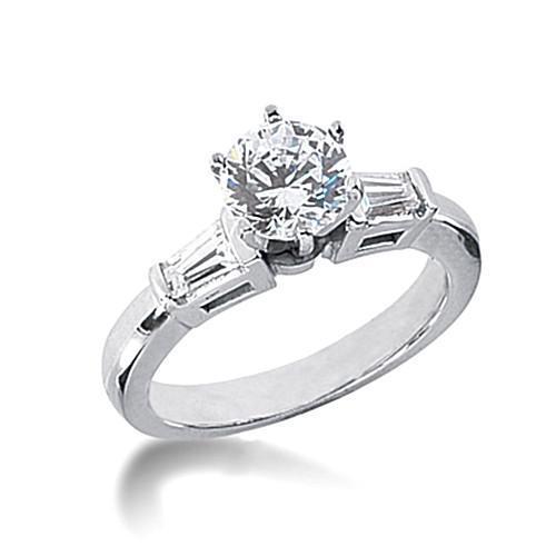 Bague Trois Pierres Bague Véritable Diamant 1.85 Ct Or Blanc 14K Nouveau Serti De Griffes
