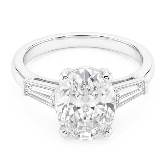 Bague Trois Pierres Baguette & Coussin Réel Diamants Taille Ancienne Mine 6.50 Carats