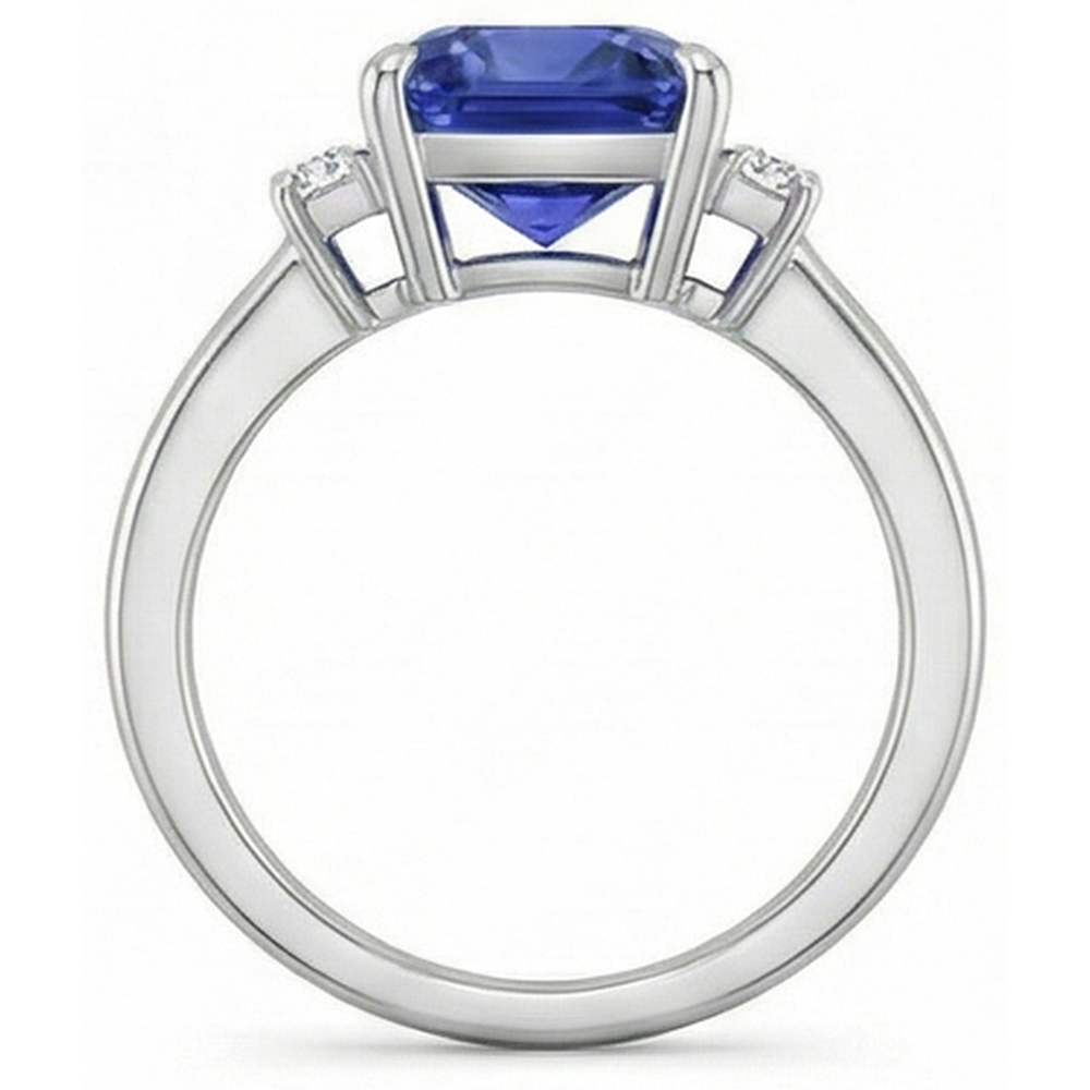 naturel baguette saphir 3.25carats bague trois quarts