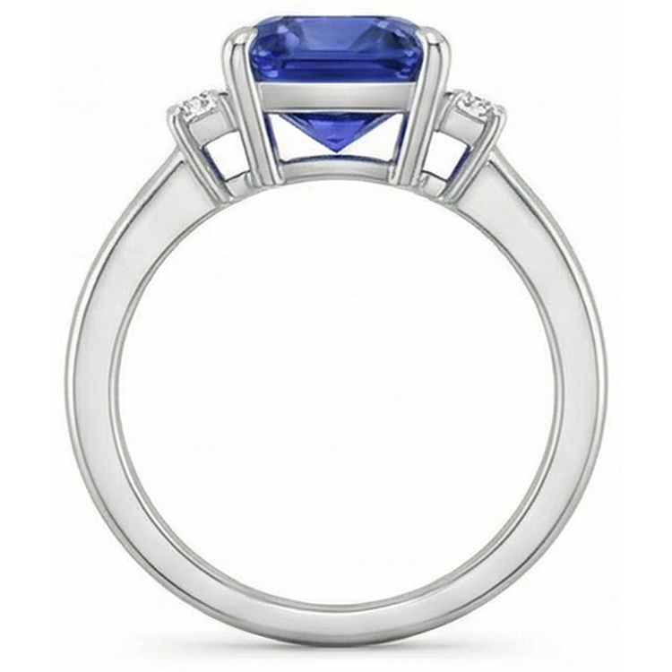 naturel baguette saphir 3.25carats bague trois quarts