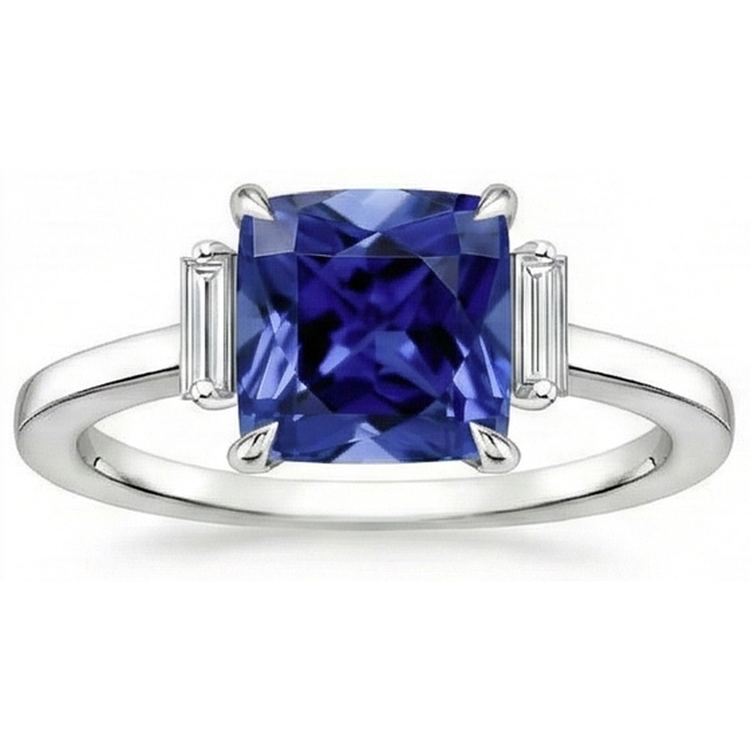 naturel baguette saphir 3.25carats bague avec accents diamants