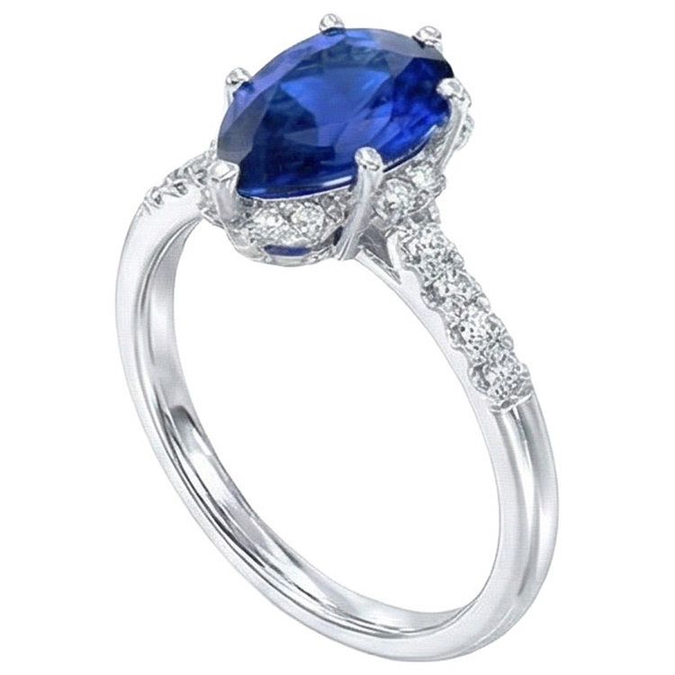 naturel pear diamant 1.75carats bague vue de face