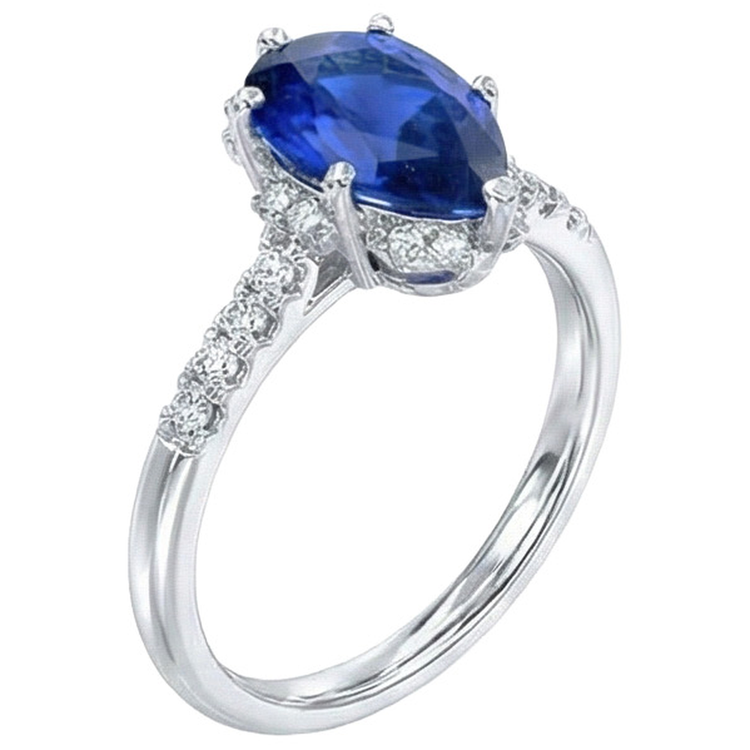 naturel pear diamant 1.75carats bague angle de côté