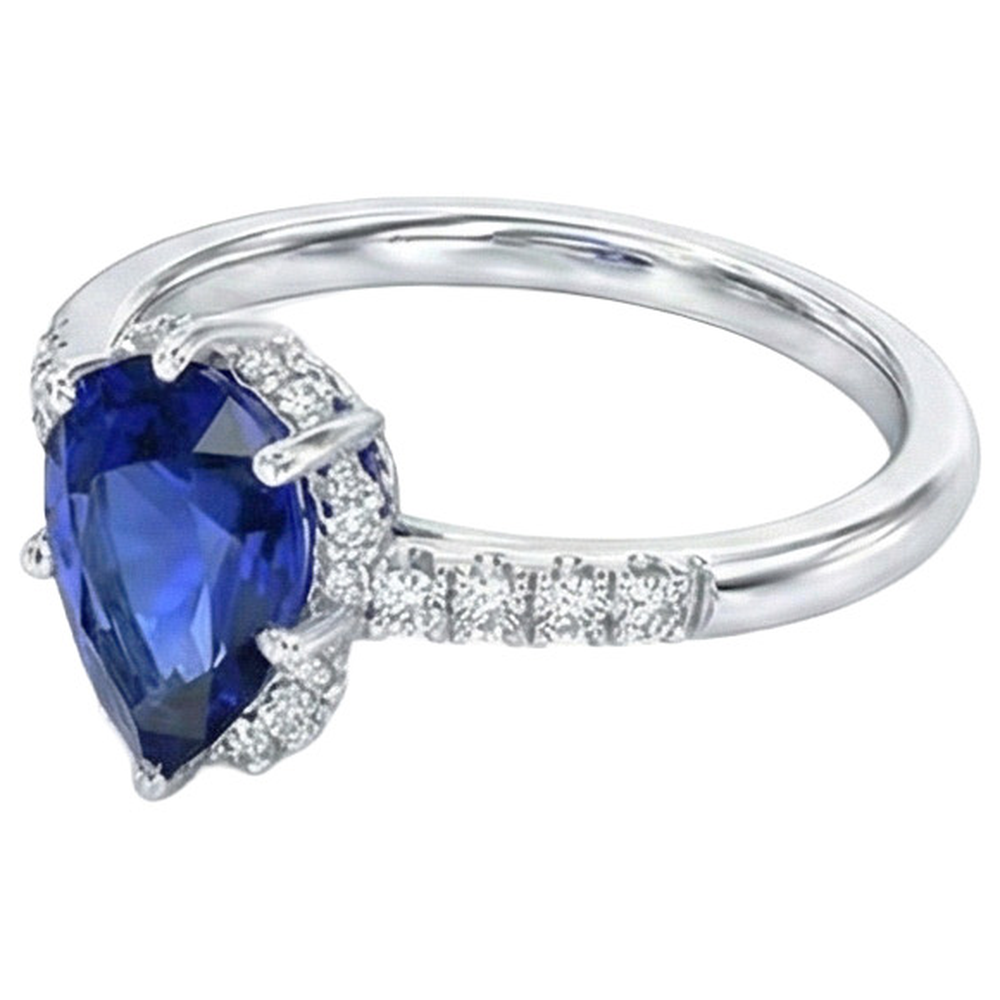 naturel pear diamant 1.75carats bague détail rapproché