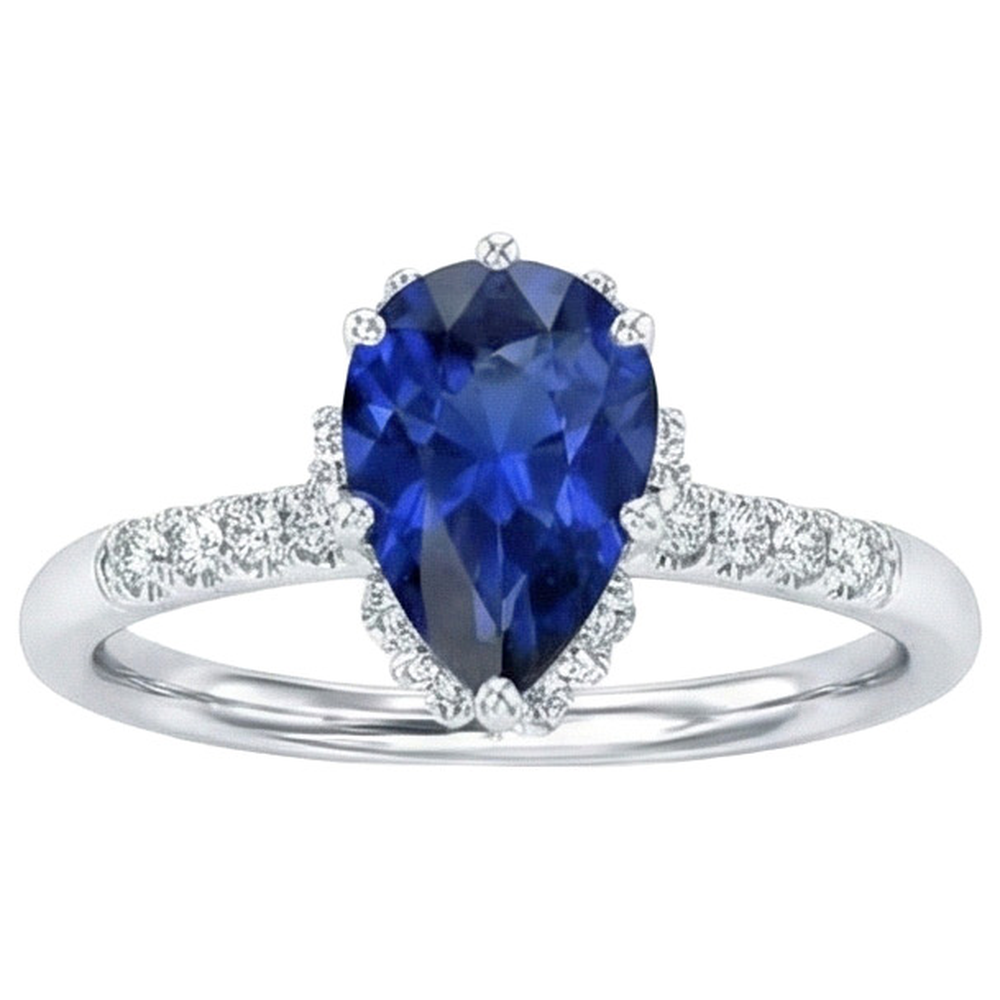 naturel pear diamant 1.75carats bague vue de dessus