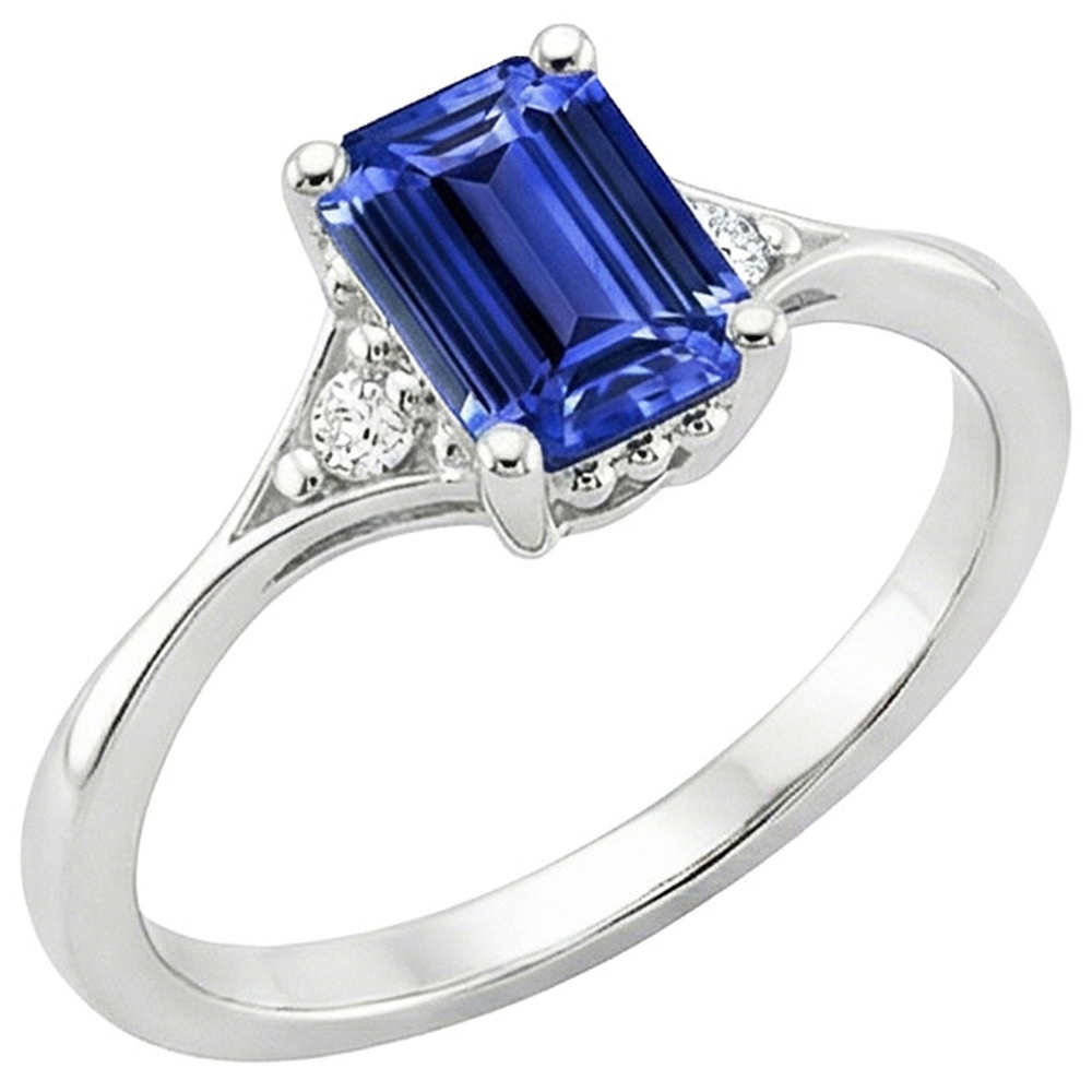 Bague Trois Pierres Emeraude Saphir Sri Lankais & Diamant Naturels Extraits des Mines ( et non cultivés en laboratoire ) 3.50 Carats