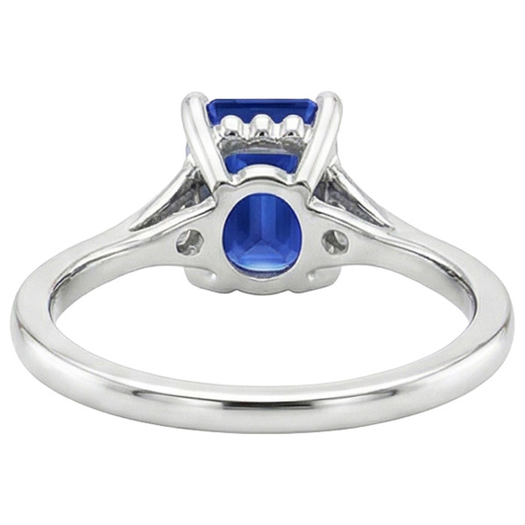 Bague Trois Pierres Emeraude Saphir Sri Lankais & Diamant Naturels Extraits des Mines ( et non cultivés en laboratoire ) 3.50 Carats