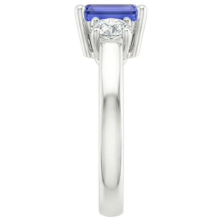 Bague Trois Pierres Emeraude Saphir Sri Lankais & Diamants Naturels Extraits des Mines ( et non cultivés en laboratoire ) 3.50 Carats