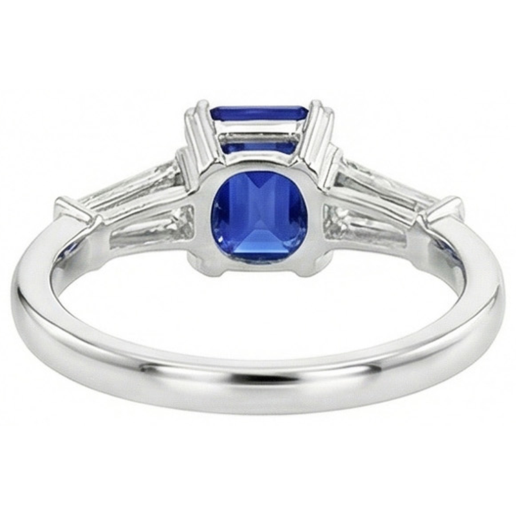 naturel baguette saphir 2carats bague vue de dessus