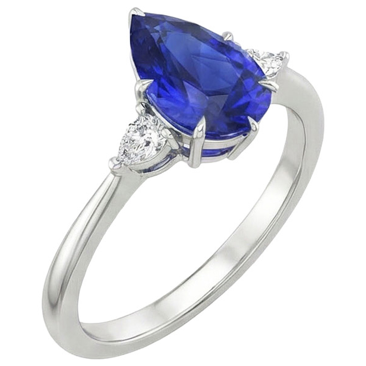 naturel pear diamant 4.25carats bague angle de côté