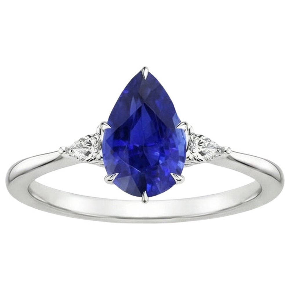 naturel pear diamant 4.25carats bague vue de dessus