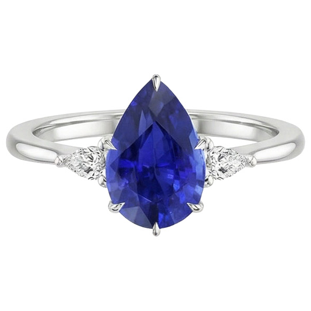 naturel pear diamant 4.25carats bague vue de profil