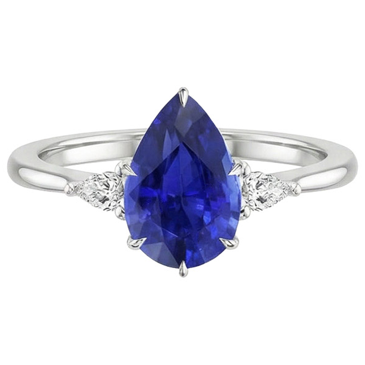 naturel pear diamant 4.25carats bague vue de profil