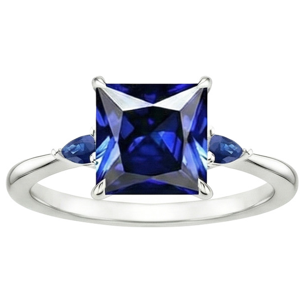 naturel pear saphir 5.25carats bague vue de dessus