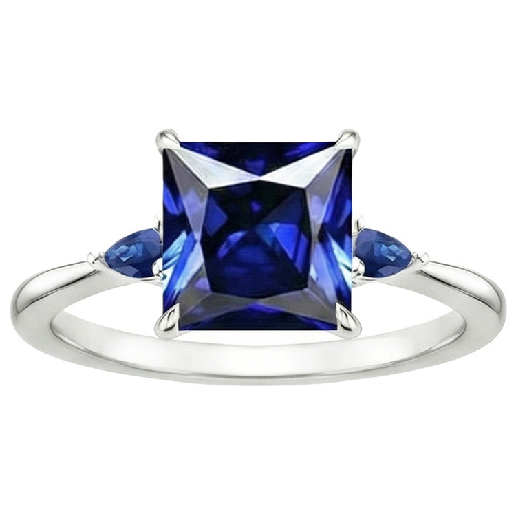 naturel pear saphir 5.25carats bague vue de dessus