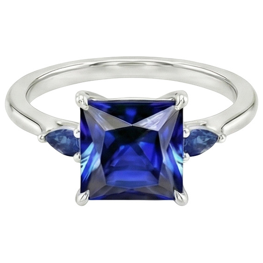naturel pear saphir 5.25carats bague vue de profil