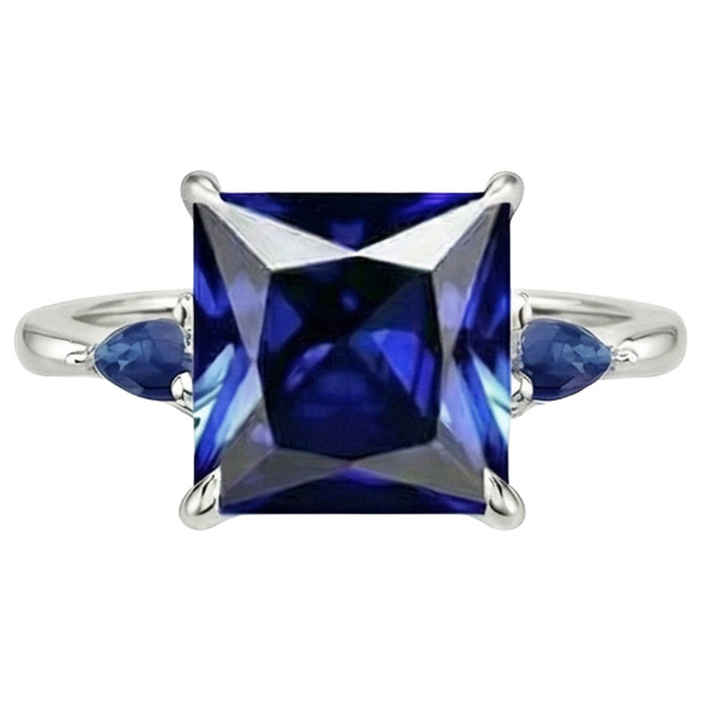 naturel pear saphir 5.25carats bague sur blanc