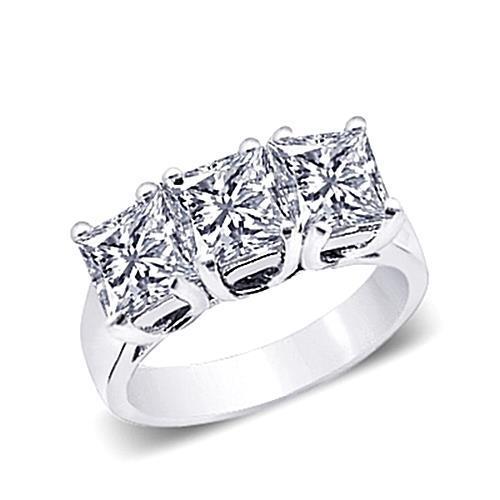 Bague Trois Pierres Naturel Diamants 3 Carats Dame Or Blanc Massif