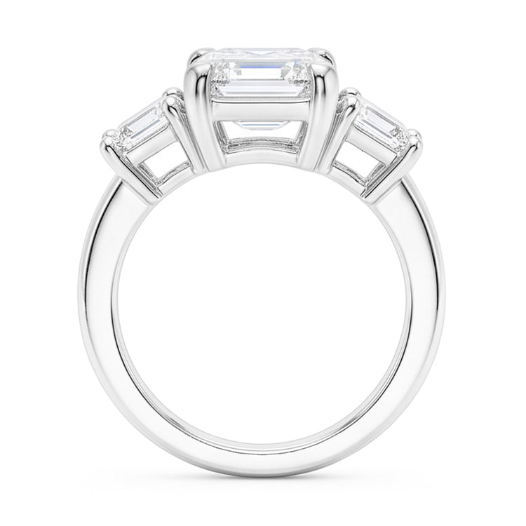 Bague Trois Pierres Naturel Diamants Naturels Extraits des Mines ( et non cultivés en laboratoire ) Émeraude 8 Carats Or Blanc 14K Nouveau