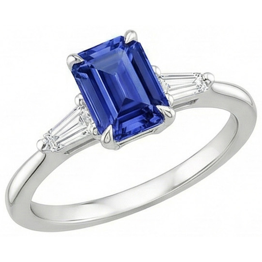 naturel baguette diamant 3.50carats bague vue de dessus
