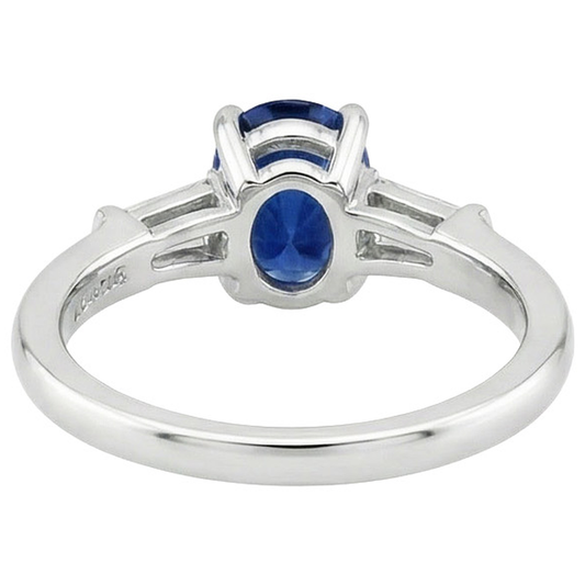 Bague Trois Pierres Ovale Ceylan Saphir & Diamants Baguette 3 Carats