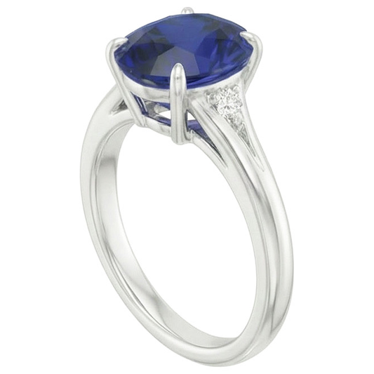 Bague Trois Pierres Ovale Saphir Sri Lankais 2.75 Carats Tige fendue