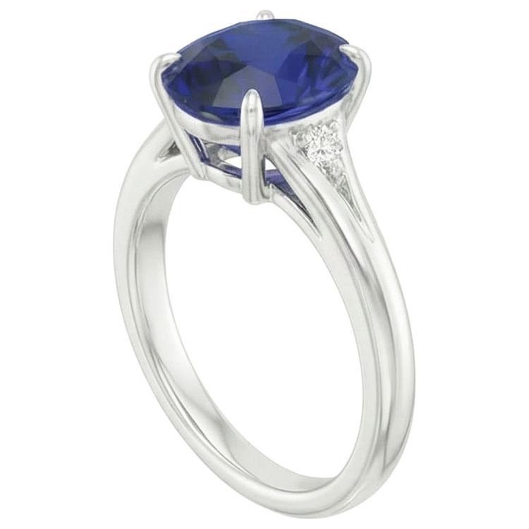 Bague Trois Pierres Ovale Saphir Sri Lankais 2.75 Carats Tige fendue