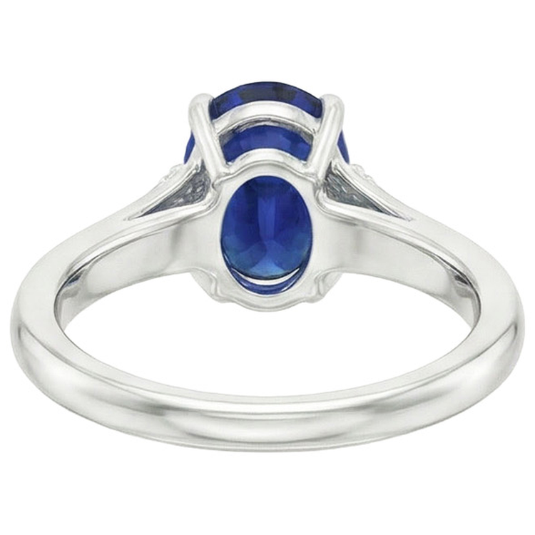 Bague Trois Pierres Ovale Saphir Sri Lankais 2.75 Carats Tige fendue