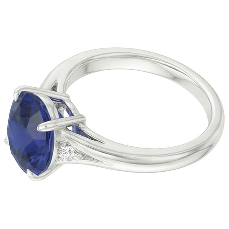 Bague Trois Pierres Ovale Saphir Sri Lankais 2.75 Carats Tige fendue