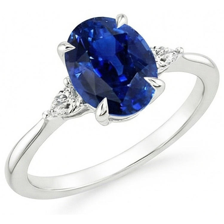 naturel oval diamant 2.50carats bague angle de côté