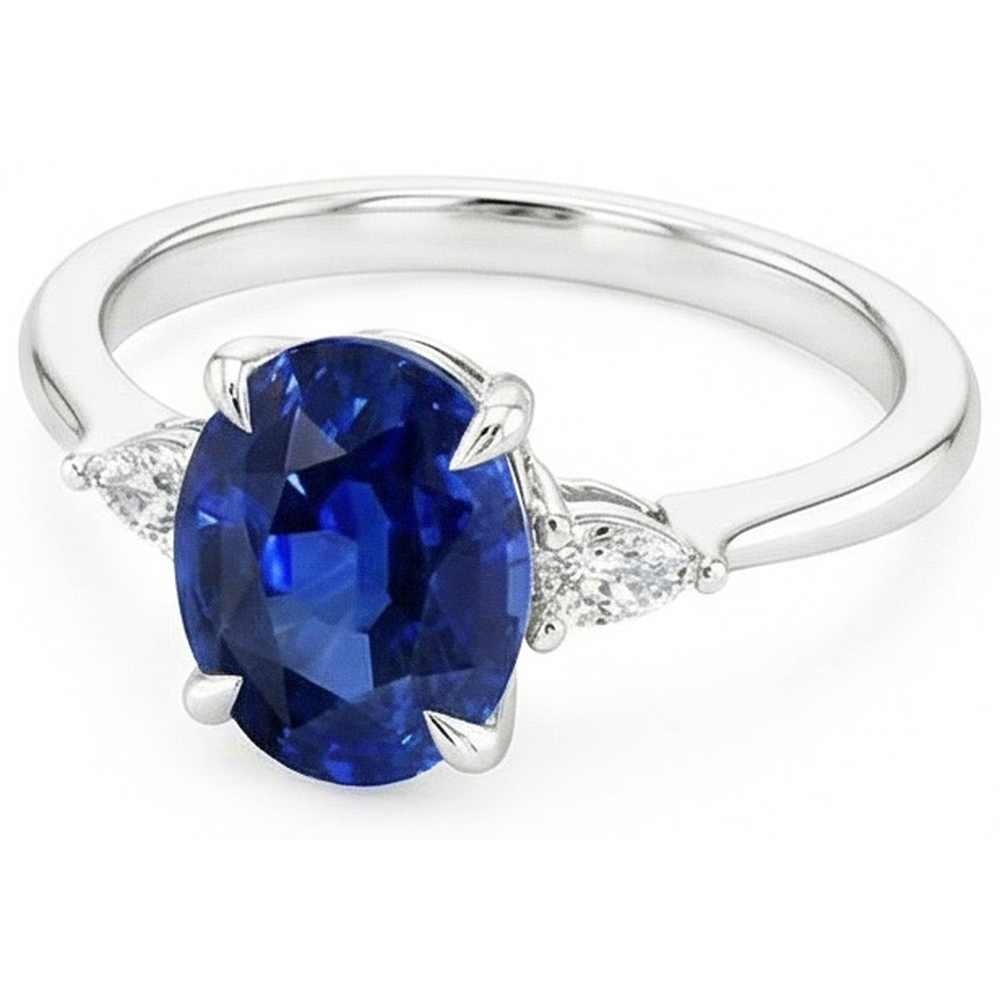 naturel oval diamant 2.50carats bague détail rapproché
