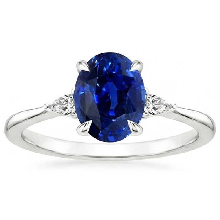 naturel oval diamant 2.50carats bague vue de dessus