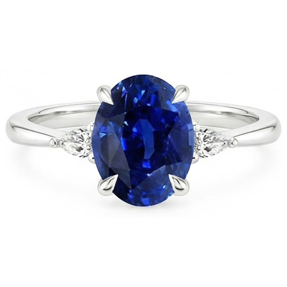 naturel oval diamant 2.50carats bague vue de profil