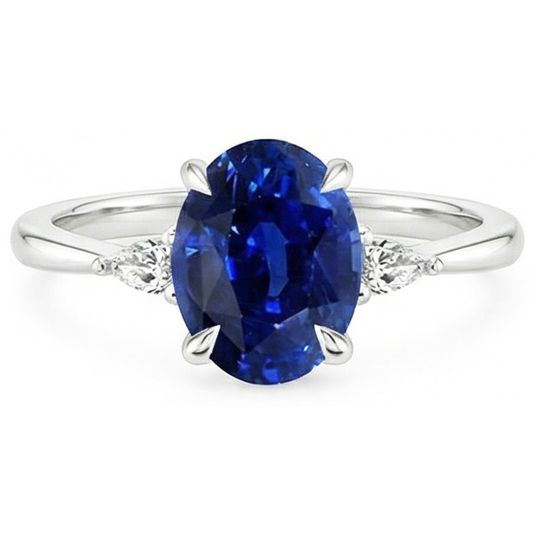 naturel oval diamant 2.50carats bague vue de profil