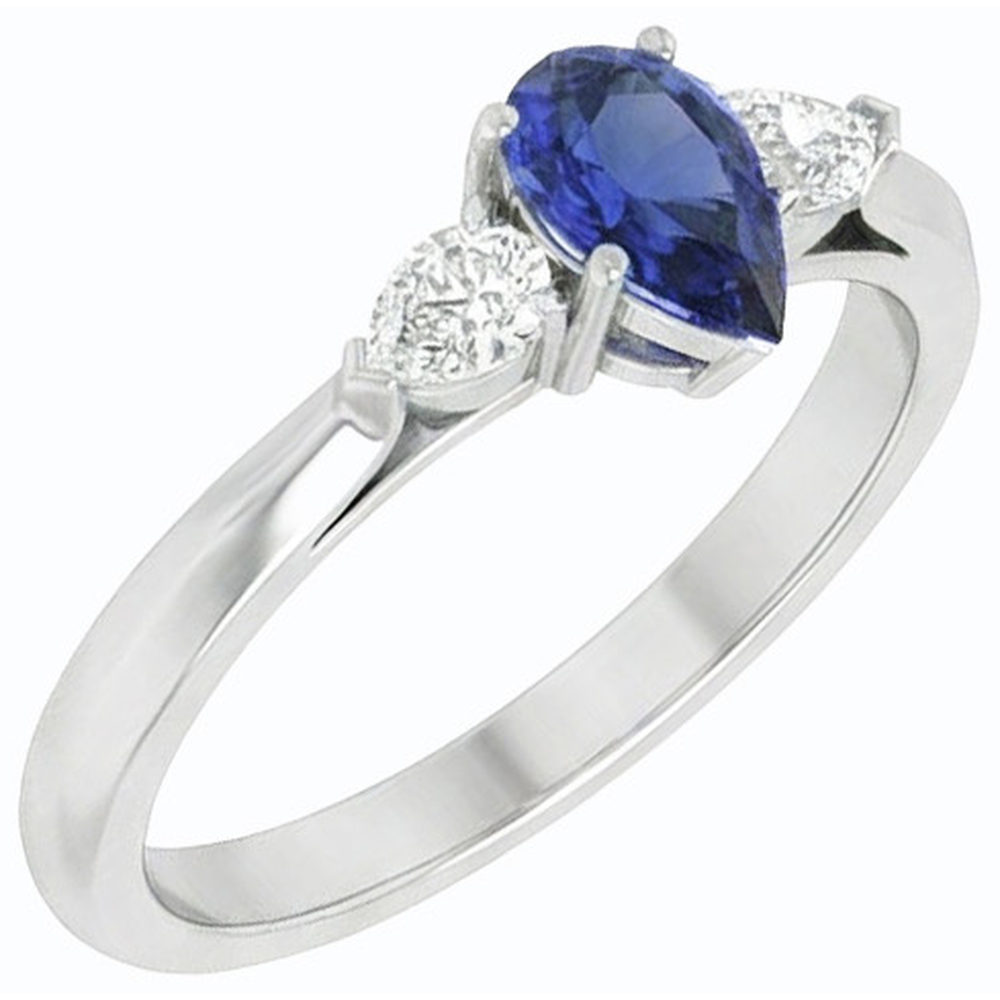 naturel pear diamant 1.25carats bague angle de côté