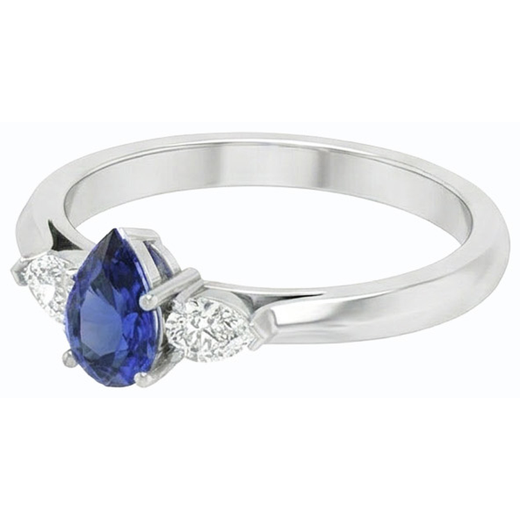 naturel pear diamant 1.25carats bague vue de profil